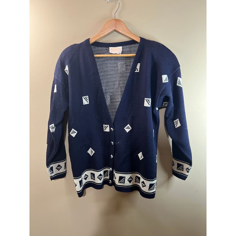 Vintage Pendleton Women's Navy Wool Cardigan Sweater - Medium‎